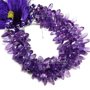 Faceted Amethyst Marquise Beads: AAA Quality, 8 Inch Strand