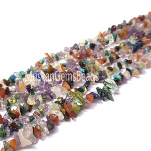 Perline di pietra preziosa lisce non tagliate posteriori multi pietra, filo da 16", semipreziose, perline grezze multicolore a forma di pepita,