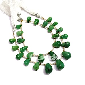 Natural Berial Smooth Pear Gemstone Beads, 8&quot; Strand, Green Berial Handmade Drop Shape Beads, Beads Strand,  Sale