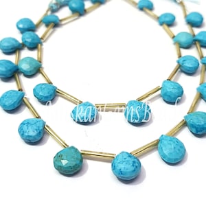Faceted Turquoise Heart Beads: AAA Blue Gemstone Strand, 8 Inch