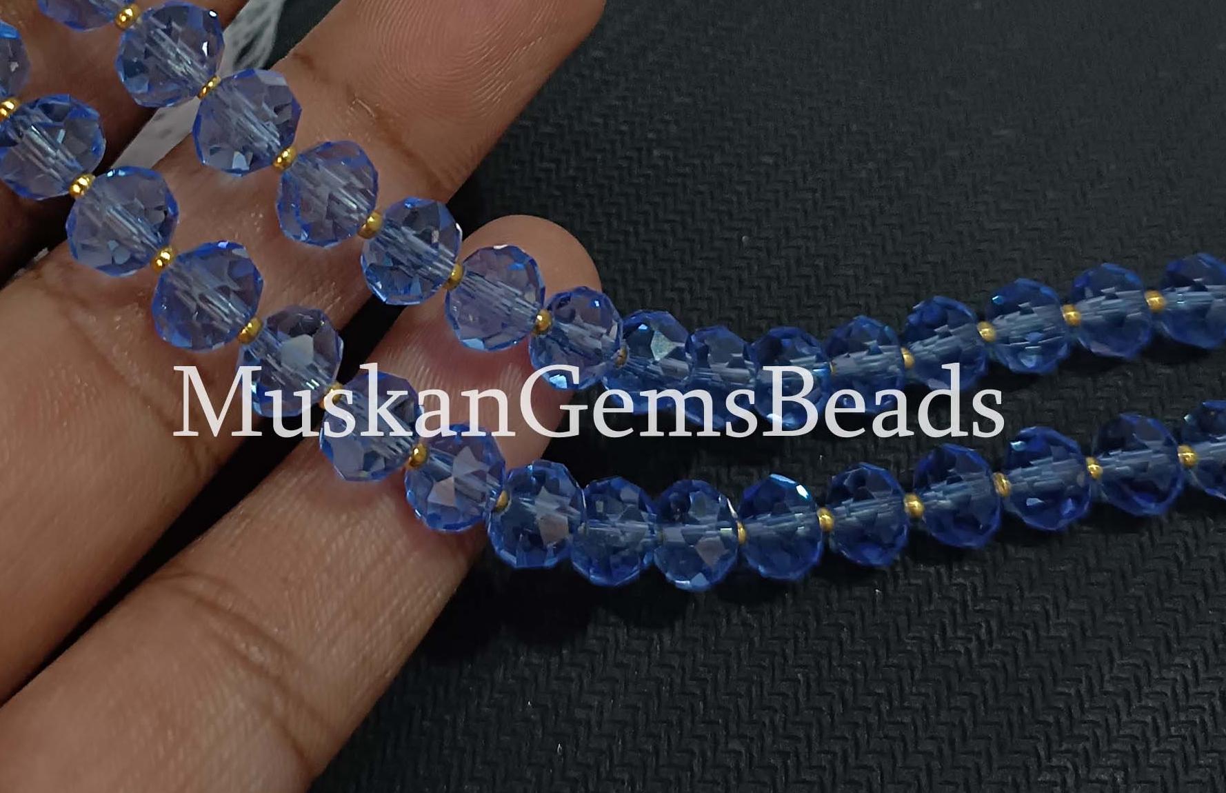 Perline Idroelettriche Color Topazio Blu: Rondelle Sfaccettate, Filo Da 8 Pollici - Italia - Foto 4