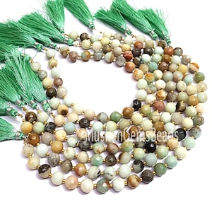 Faceted Peru Opal Gemstone Beads: Multi-Color Round Craft Supplies