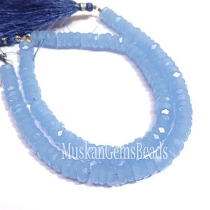 Blue Chalcedony Heishi Beads: Faceted Tyre Shape, 8&quot; Strand