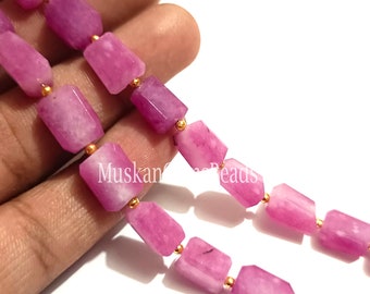 Pink Quartz Faceted Nugget Shape Beads, 8" Strand, Quartz Handmade Tumble Gemstone Beads, Beads Strand, Craft