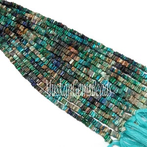 Perline di pietre preziose lisce turchesi naturali fatte a mano, filo da 8", perline di forma quadrata Heishi in turchese tibetano blu, SALDI