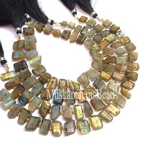Faceted Labradorite Nugget Beads: Multi-Fire Gemstone, 8&quot; Strand