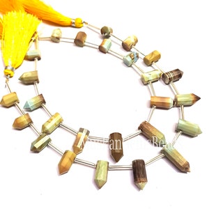 Green Boulder Opal Bullet Fancy Shape Beads, 8: Strand, Boulder Opal Faceted Gemstone Beads, Jewelry Making Craft