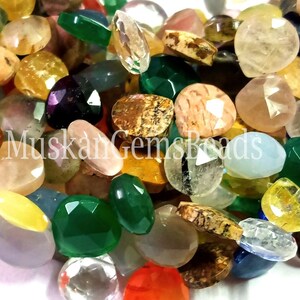 Rear Multi Color Faceted Gemstone Beads, 8 Strand, Semi Precious, Natural Multi Stone Heart Shape Beads, Craft image 8