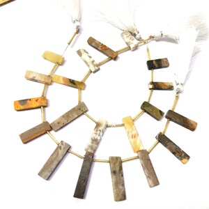 Bumble Bee Smooth Gemstone Beads, 8" Strand, Natural Bumble Bee Slice Rectangle Shape Beads, Jewelry Making