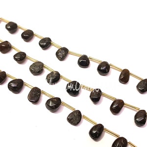 Perline di pietra preziosa grezza liscia di onice nero, filo da 8", per la creazione di gioielli, perline di forma di pepita grezza lucidata a piano in onice