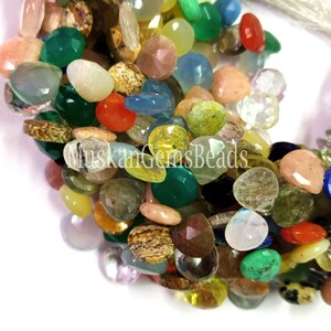 Rear Multi Color Faceted Gemstone Beads, 8 Strand, Semi Precious, Natural Multi Stone Heart Shape Beads, Craft image 2