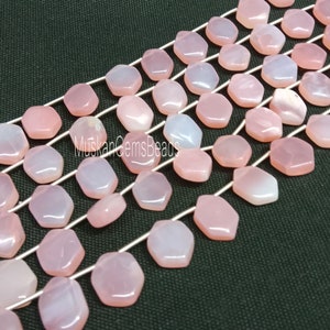 Pink Opal Beads: Handmade Smooth Gemstone Fancy Shape, 8&quot; Strand