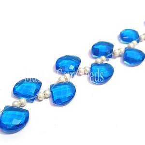 Blue Chalcedony Heart Beads: Faceted Gemstone Strand, 8 Inch