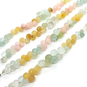 AAA Aquamarine Faceted Gemstone Beads: Multi-Color Onion Shape, 8&quot; Strand