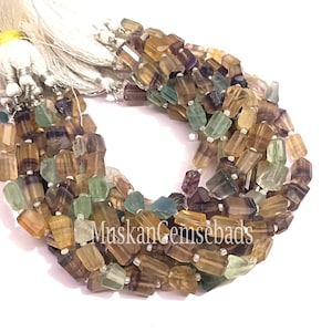 Multi Fluorite Faceted Nugget Beads: 8&quot; Strand for Jewelry Making