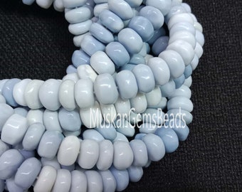 Oregon Opal Beads: Light Blue Rondelle Gemstone, 8&quot; Strand
