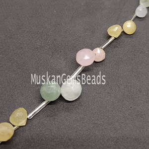 Multi Aquamarine Faceted Onion Beads: 8&quot; Gemstone Strand (7-10mm)