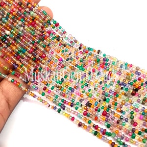 Natural Multi Disco Micro Cut Rondelle Shape Beads, 13&quot; Strand, AAA Quality, Mix Colour Faceted Gemstone Beads