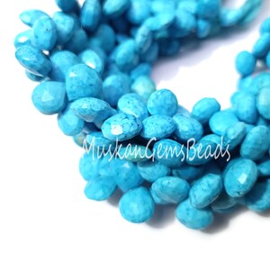 Faceted Turquoise Heart Beads: Blue Gemstone Strand (8 Inch)
