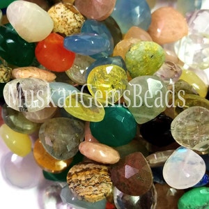 Rear Multi Color Faceted Gemstone Beads, 8 Strand, Semi Precious, Natural Multi Stone Heart Shape Beads, Craft image 6