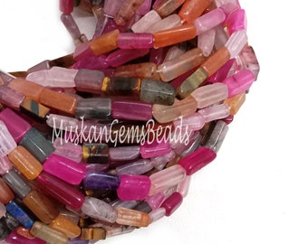 Multi Disco Handmade Rectangle Shape Beads, For Jewelry Making, 13" Strand, Multi Color Plan Polish Gemstone Beads