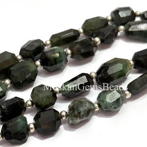 Faceted Emerald Nugget Beads: 8&quot; Strand, AAA Quality