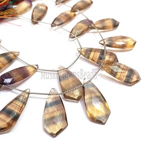 AAA Multi Fluorite Faceted Beads: Fancy Tie Shape, 8&quot; Strand
