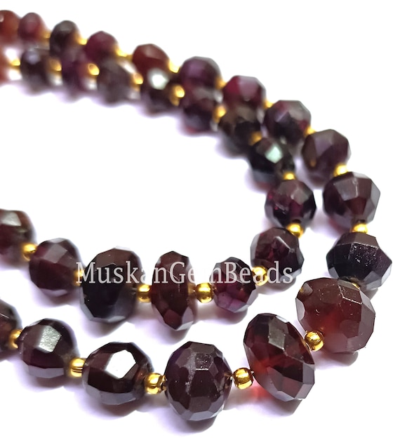 Natural Garnet Faceted Loose Gemstone Beads, 8 Strand, AAA Quality, Red  Garnet Rondelle Shape Beads, Craft 
