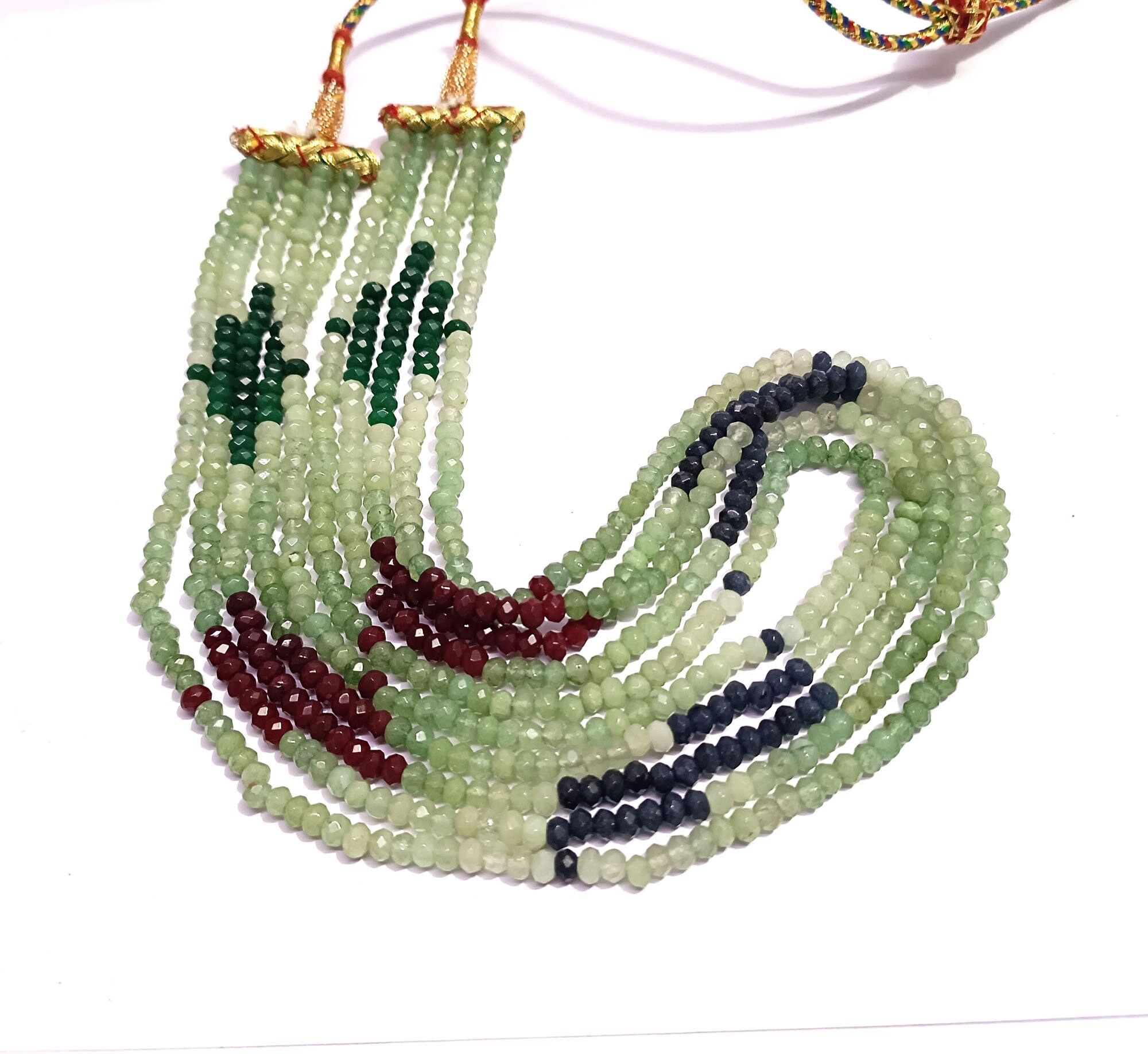 Collana Con Perline Di Pietre Preziose Sfaccettate Rondelle - Foto 4