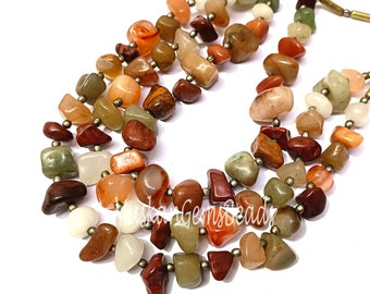 Multi Disco Rough Smooth Gemstone Beads, 18 Inch Strand, Necklace, Multi Color Handmade Nugget Shape Beads,