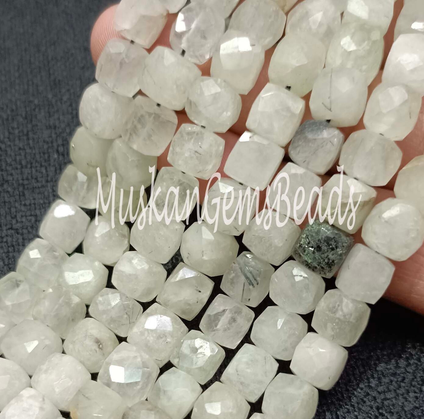 Natural Rutile Faceted Gemstone Beads, 8 Natural Rutile Faceted Gemstone Beads, 8