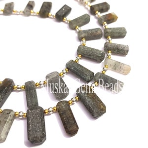 Black Sunstone Nugget Beads: Faceted Indian Cut Gemstone, 8&quot; Strand