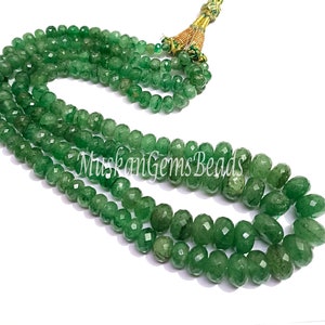 Faceted Green Strawberry Quartz Beads: 16 Inch Rondelle Strand