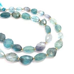 Faceted Blue Fluorite Nugget Beads - 8 Inch Strand