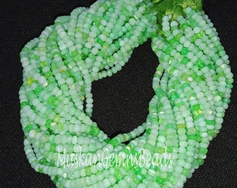 Attractive Green Parrot Opal Shaded Smooth Rondelle Shape Beads, 13" Strand, Green Opal Gemstone Beads For SALE