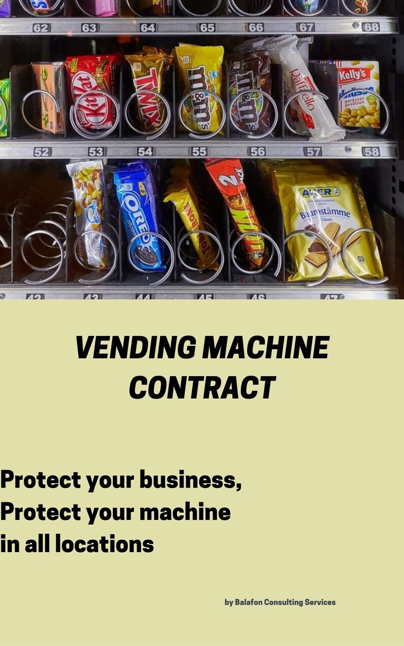 Vending Machine Business Contract Vending Location Agreement Etsy