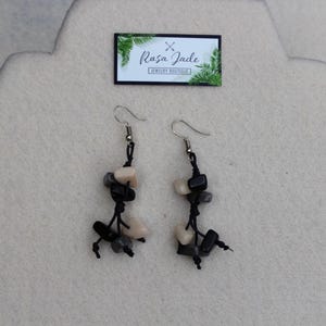 Black Gray Ivory Tagua Nut Earrings