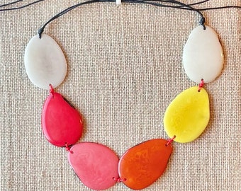 Multicolor Tagua Nut Adjustable Necklace