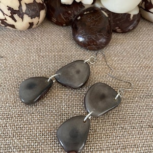 Gray Tagua Nut Earrings