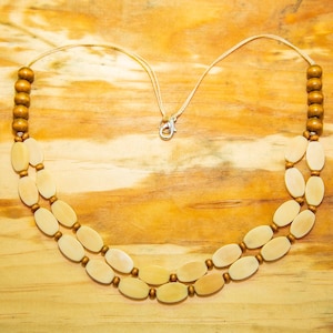Ivory Tagua Nut and Wood Beads Necklace