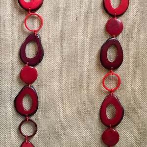 Red Tagua Nut Extra Long Necklace