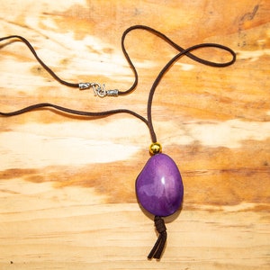 Purple Tagua Nut Pendant Necklaces