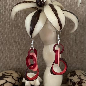 Red and Pink Tagua Nut Earrings