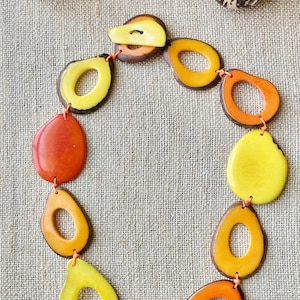Yellow and Orange Tagua Nut Necklace