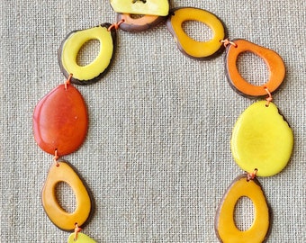 Yellow and Orange Tagua Nut Necklace