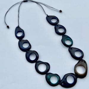 Green Blue Brown Tagua Nut Adjustable Necklace