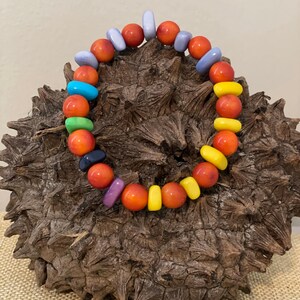 Multicolor and Orange Tagua Nut Stackable Bracelet