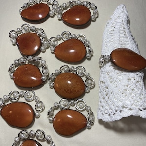 Orange Tagua Nut Napkin Holders