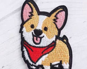 Cute Corgi Shiba Embroidered Patch, iron on patch DIY Christmas Gift