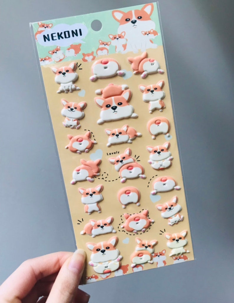 3D Cute Corgi Butt Stickers, Planner stickers, Dog stickers, christmas gift image 3